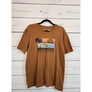 Hurley Mens Brown Sunset Logo‎ 100% Cotton Casual Everyday Washed T-Shirt Size M
